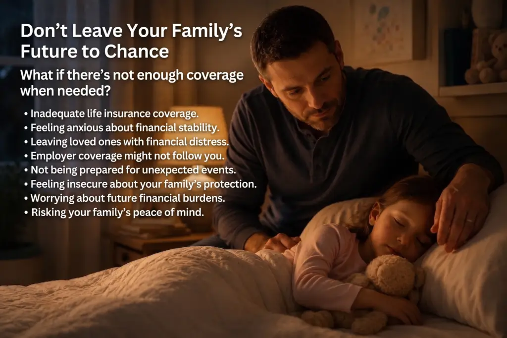 Father watching over sleeping daughter at night representing life insurance protection and family financial security